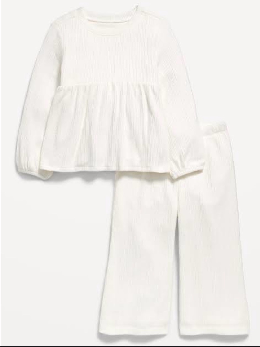 Long-Sleeve Sweater-Knit Peplum Top and Pants Set for Toddler Girls